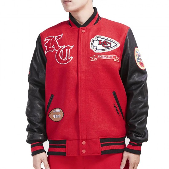 Prep Kansas City Chiefs Red and Black Varsity Jacket