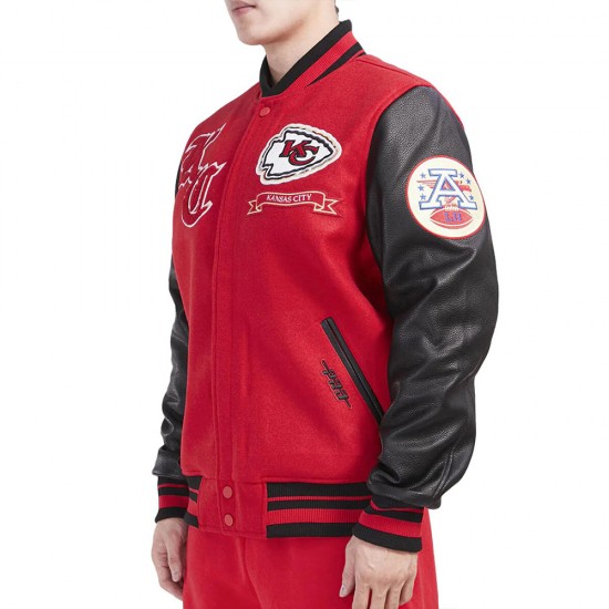 Prep Kansas City Chiefs Red and Black Varsity Jacket