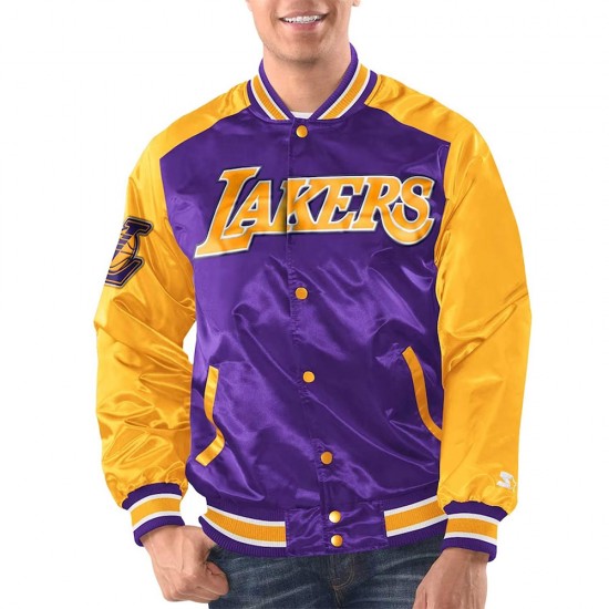 Purple/Gold La Lakers Renegade Varsity Satin Jacket