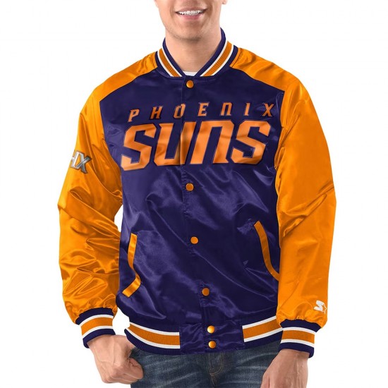 Purple/Orange Phoenix Suns Renegade Varsity Satin Jacket