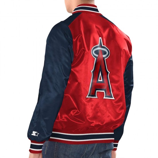 Red/Navy LA Angels Renegade Varsity Satin Jacket