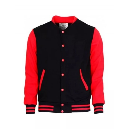 Red and Black Letterman Bomber Varsity Jacket