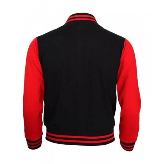 Red and Black Letterman Bomber Varsity Jacket