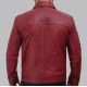 Reeves Mens Distressed Maroon Leather Jacket