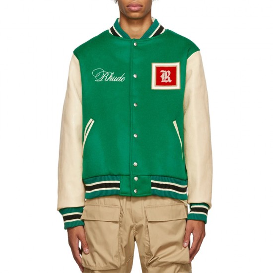 Rhude Green Varsity Jacket