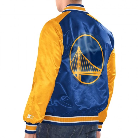 Royal/Gold Golden State Warriors Renegade Varsity Satin Jacket