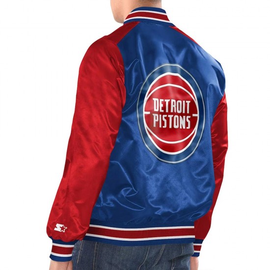 Royal/Red Detroit Pistons Renegade Varsity Satin Jacket