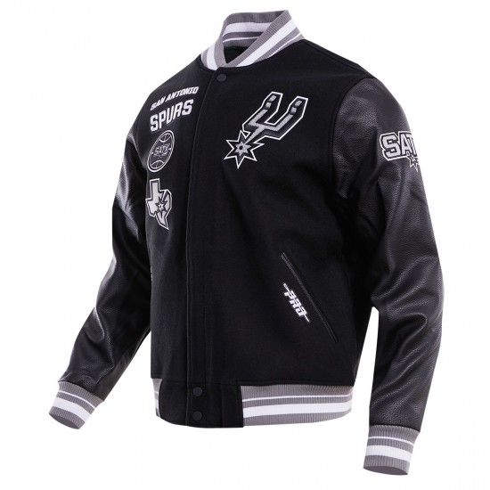 San Antonio Spurs Retro Classic Black Wool Varsity Jacket