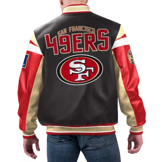 San Francisco 49ers Black Varsity Full-Zip Leather Jacket