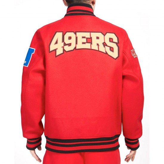 San Francisco 49ers Crest Emblem Rib Varsity Wool Jacket