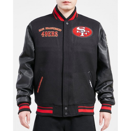 San Francisco 49ers Retro Classic Black Wool Varsity Jacket