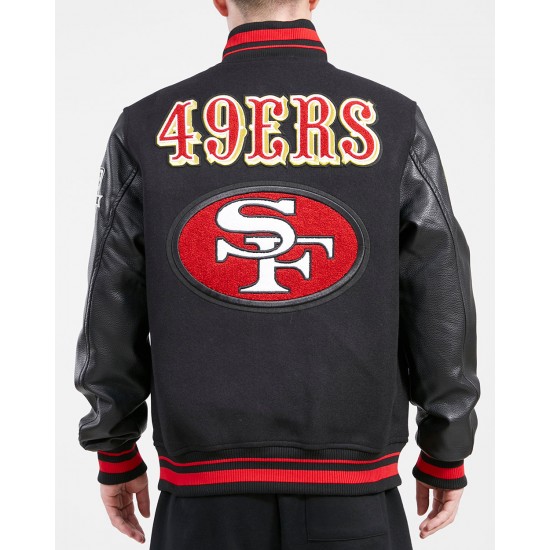 San Francisco 49ers Retro Classic Black Wool Varsity Jacket