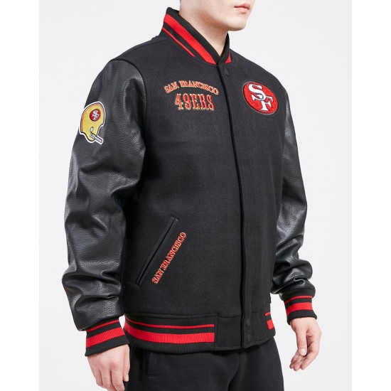 San Francisco 49ers Retro Classic Black Wool Varsity Jacket