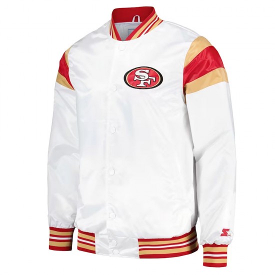 San Francisco 49ers White Varsity Satin Jacket