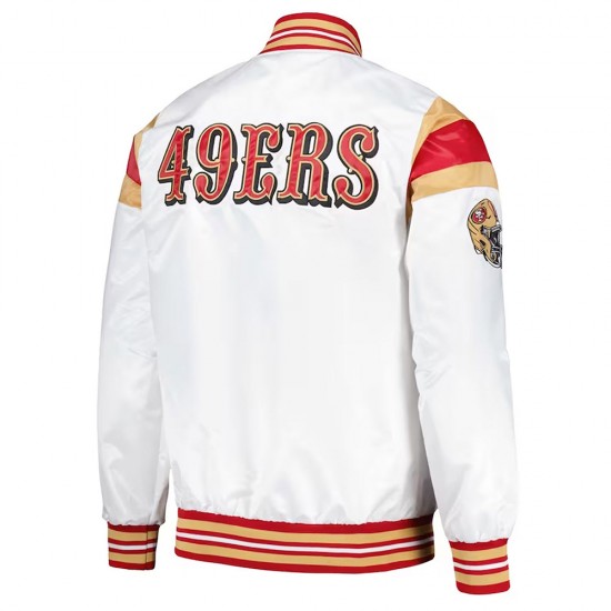 San Francisco 49ers White Varsity Satin Jacket