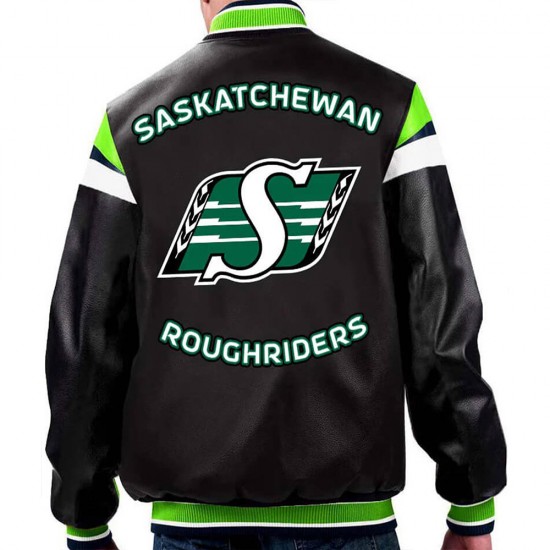 Saskatchewan Roughriders Black Varsity Full-Zip Leather Jacket