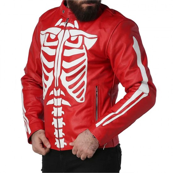 Skeleton Leather Red Jacket