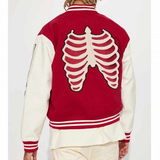 Skeleton Varsity Wool & Leather Jacket