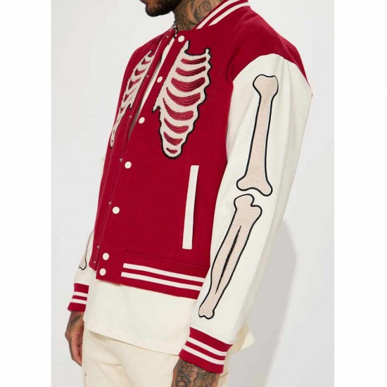 Skeleton Varsity Wool & Leather Jacket