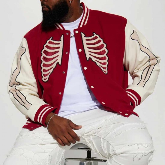 Skeleton Varsity Wool & Leather Jacket