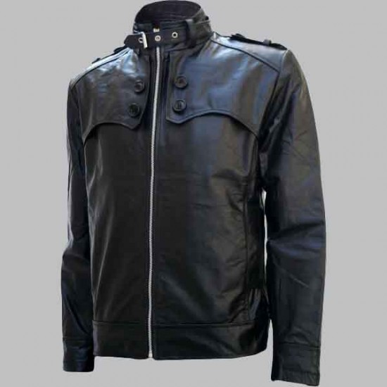 New Mens Soft Biker Black Crop Leather Jacket