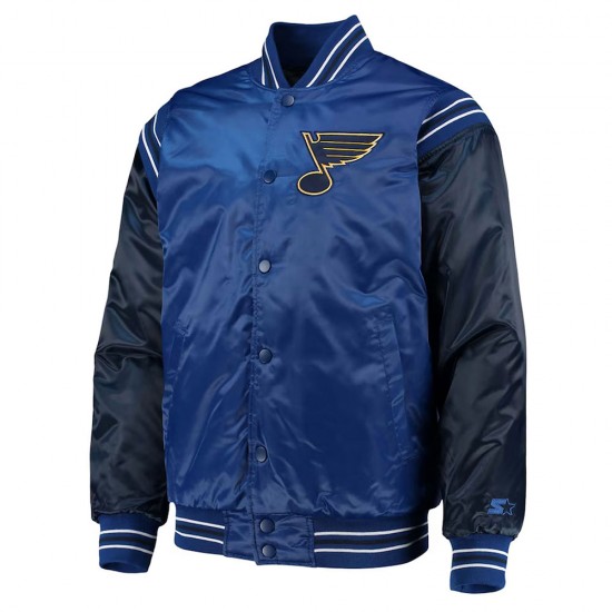 St. Louis Blues Enforcer Blue/Navy Varsity Satin Jacket