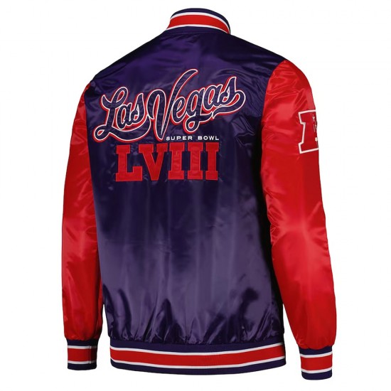 Super Bowl LVIII Purple and Red Varsity Satin Jacket