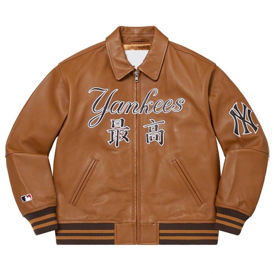 Supreme NY Yankees Varsity Leather Jacket