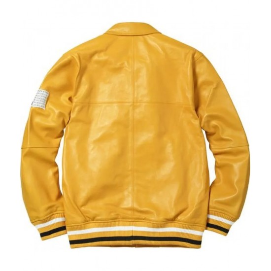 Supreme Yellow Leather Varsity Jacket - Maker of Jacket