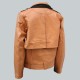 Tan and Black Draped Leather Jacket for Men