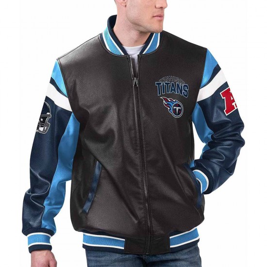 Tennessee Titans Black Varsity Full-Zip Leather Jacket