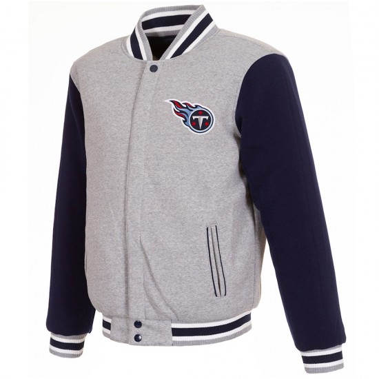 Tennessee Titans Varsity Gray and Navy Wool Jacket