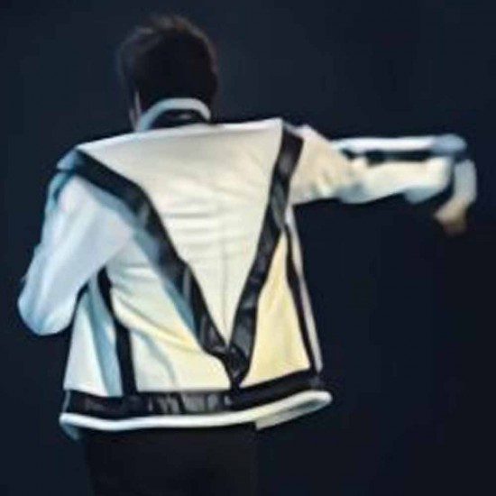 Thriller Michael Jackson White Leather Jacket