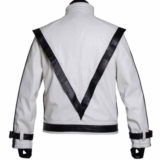 Thriller Michael Jackson White Leather Jacket