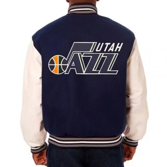 Utah Jazz Varsity Navy and White Jacket