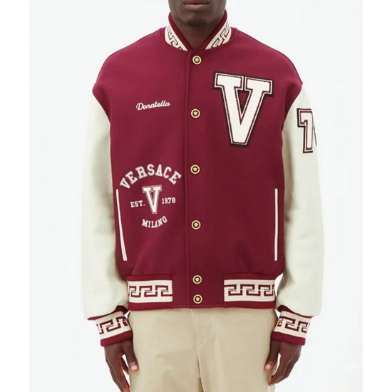 V Felted-Wool and Leather Varsity Jacket