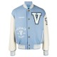 V Felted-Wool and Leather Varsity Jacket