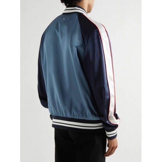 Valentino Blue Satin Bomber Jacket