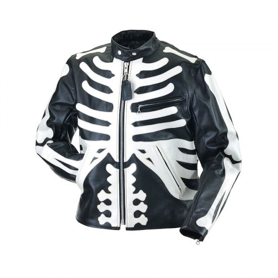 Vanson Skeleton Bones Black Leather Jacket