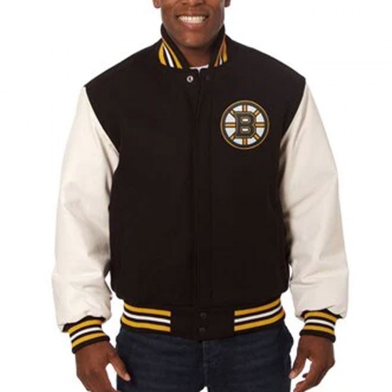 Varsity Boston Bruins Black and Yellow Wool Jacket