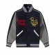 Varsity Human Made Duck Navy Blue and Grey Wool Jacket