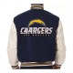 Varsity LA Chargers Navy and White Wool/Leather Jacket