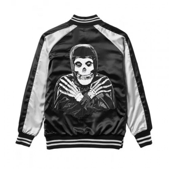 Varsity Misfits Black and Gray Satin Jacket