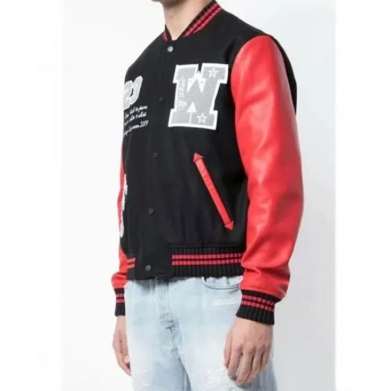 Varsity Off-White 23 Eagle Red and Black/Green and Blue Jacket