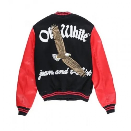 Varsity Off-White 23 Eagle Red and Black/Green and Blue Jacket