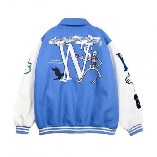 Varsity Skeleton Flocking Hip Hop Jacket