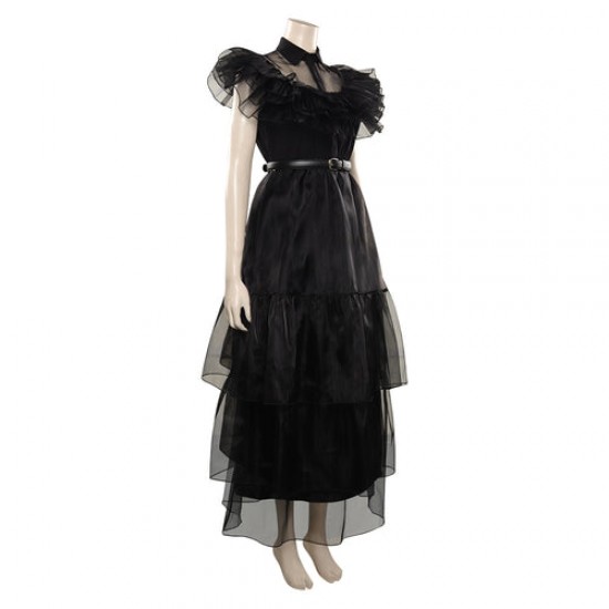 Wednesday Adams Gothic Punk Black Costume Frock