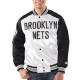 White/Black Brooklyn Nets Renegade Varsity Satin Jacket