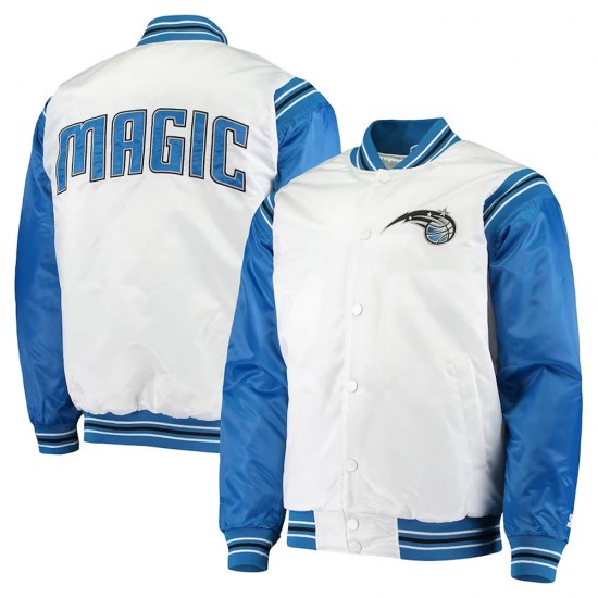 White/Blue Orlando Magic Renegade Varsity Satin Jacket