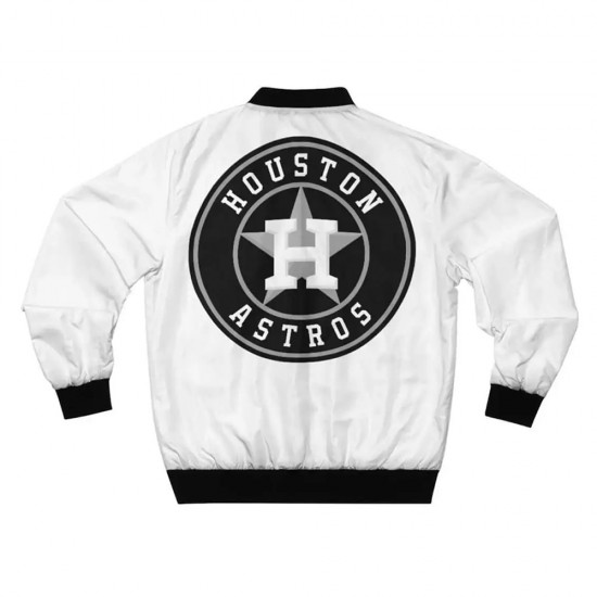 White Houston Astros Bomber Full-Zip Satin Jacket